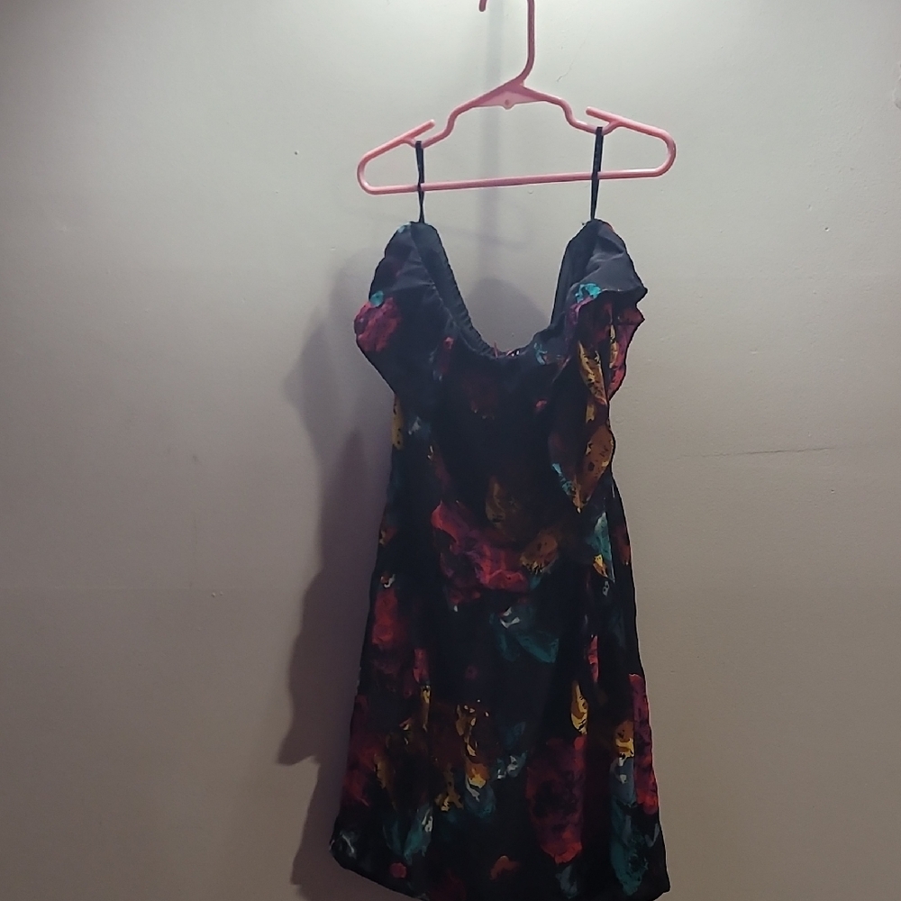 Floral Strapless Silk Dress